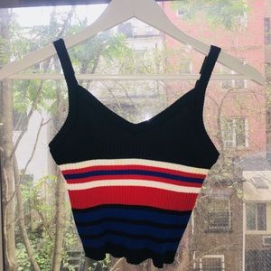 Red, white & blue sweater crop top